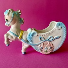 Figurine poney vintage céramique Japon pot pastel Kitsch kawaii planter big eyes