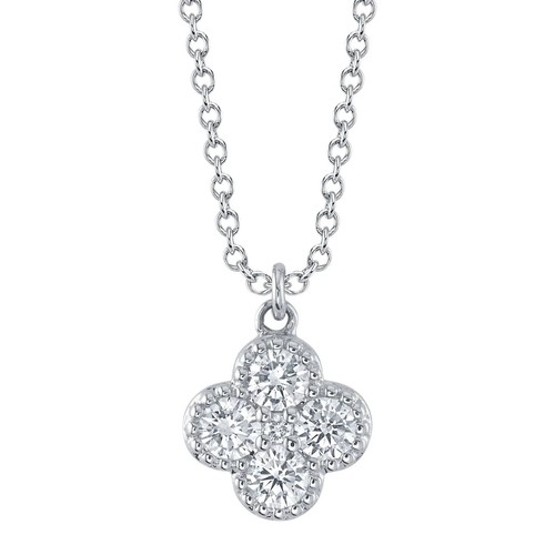 14k blanc diamant trèfle - or,