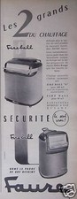 PUBLICITÉ 1958 FAURE FIREBALL LES 2 GRANDS DU CHAUFFAGE A GAZ LE SEUL LE VRAI