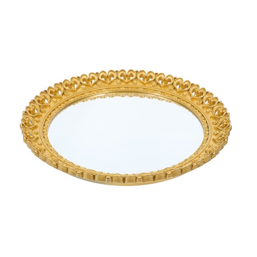Plateau miroir doré - , :