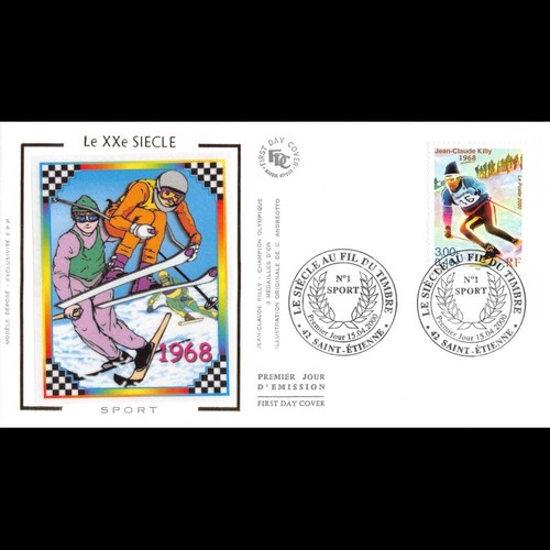 Fdc soie sport le skieur - -,