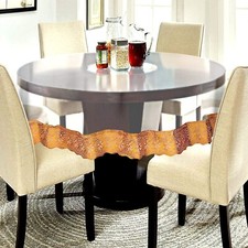 Housse de table ronde 4 places imperméable en plastique PVC avec dentelle dor...
