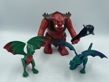 PLAYMOBIL Lot Troll Géant Rouge + Masse (set 6004 5670) & 2 Petits Dragons