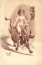 PC ARTIST SIGNED, LEO FONTAN, RISQUE, GLAMOUR LADY, Vintage Postcard (b50418)