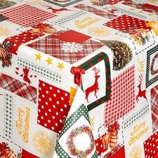 Toile Cirée Nappe Table au Mètre Carré Rond Oval Noël Joyeux Noël 01047