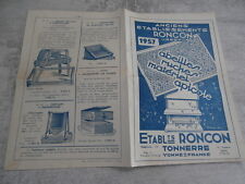 Catalogue ETS RONCON TONNERRE YONNE Matériel apicole ruches outils abeilles 1957