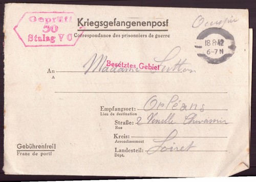 Lettre prisonnier guerre - de,