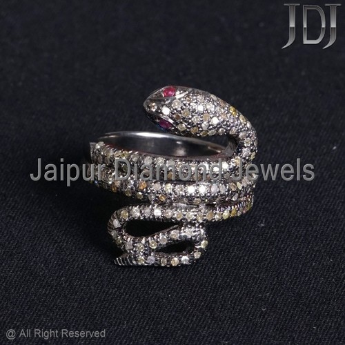 Serpent bague naturel diamant - serpent,
