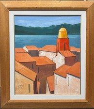Tableau HST de Christophe GUÉRIN. Les toits, de Saint-Tropez - 76 x 66 cm