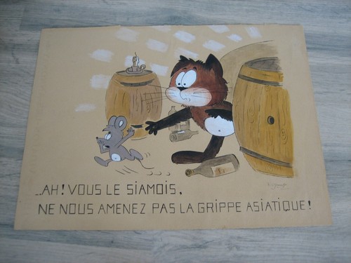 Ancien dessin humoristique - ancien, f