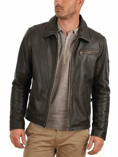 Blouson cuir homme moto noir
