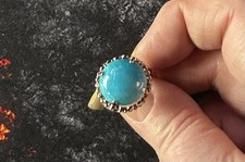 NEUVE TRÈS JOLIE BAGUE RÉGLABLE ARGENTÉE SERTIE TURQUOISE