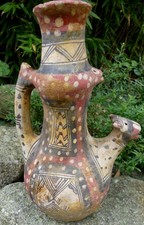 Poterie Kabyle Berbère RARE Chevrette ancienne Tête de Vache 27cm haut patine