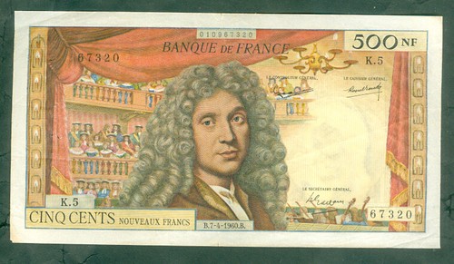 Rare billet 500nf molière - billet, de