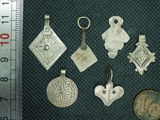 Lot Pendentifs Elément Argent Ancien Bijou Collier Maroc Parure Ethnique Berbère