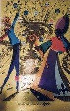 "SALVADOR DALI POUR LA SOURCE PERRIER" Affiche originale cartonnée 1969 36x54cm 