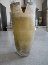 ANCIEN VASE EN VERRE DEPOLI - VERRE GIVRE - Hauteur 28 cm