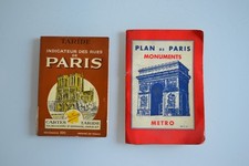 Paris carte plan guide Indicateur Taride + plan Circa 1950