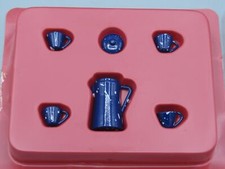 Service à café bleu tacheté