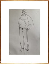 SUPERBE DESSIN DE MODE FEMININE VINTAGE 1980 DLG CLAUDE MONTANA / MUGLER (18)