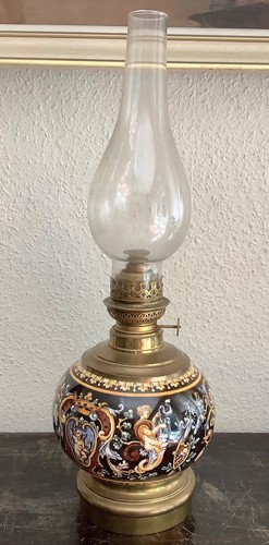 Ancienne lampe faience - ancienne,