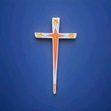 Grande Croix Céramique Émaillé Signé Paul URFER Céramiste D'art à Pornic