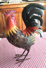 ANCIEN SUPERGE GRAND COQ  COLORE EN METAL  45 cm