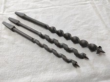 3 Anciens Forets à bois pour Chignole, Vilebrequin Diamètre 10-12-16mm