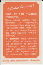 TIMBRE PUB du CHOCOLAT CEMOI sur feuillet ANNEE 60