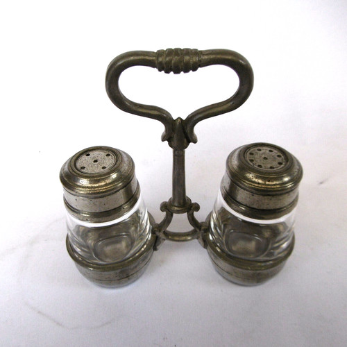 Saliere poivriere verre etain - verre,