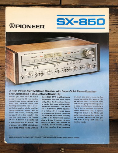 Pioneer 850 receiver 4pg - pioneer, sx-850