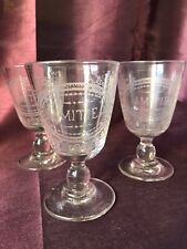 3 anciens verres XIX gravés