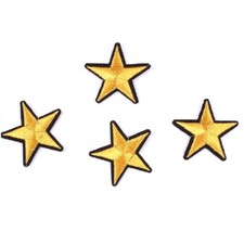 LOT 4 APPLIQUES THERMOCOLLANT : étoile dorée/noire 5cm (01)