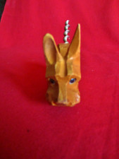 ancien tire bouchon bois chien Westie island yeux sulfure