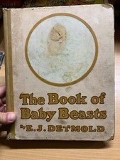 1911 "Le Livre Des Bébé Bêtes" E J DETMOLD Illustré Grand Livre Relié (P8)