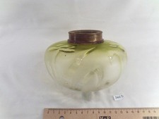 ancien réservoir ou toupie en verre vert de lampe à pétrole Ø 14,1 cm (DH65)