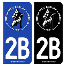 Autocollant plaque d'immatriculation 2B Corse - Ribellu Patriottu