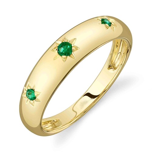 14k jaune émeraude bague - 14k,