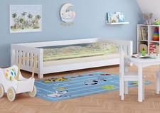 Lit d'enfant bas, lit petit en pin blanc, 90x200 cm accessoires en option 
