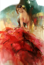 danseuse flamenco tableau peinture huile sur toile / flamenco dancer  oil painti