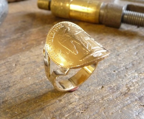 Bague pièce cintrée - or,