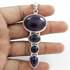 Cadeau pour Elle 925 Argent Sterling Naturel Gemme Améthyste Bijoux Pendentif