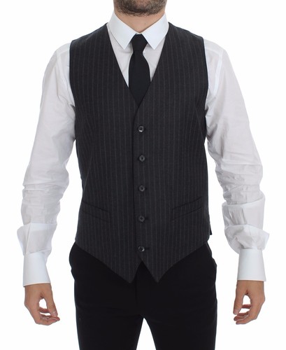 Gilet gris rayé - , laine