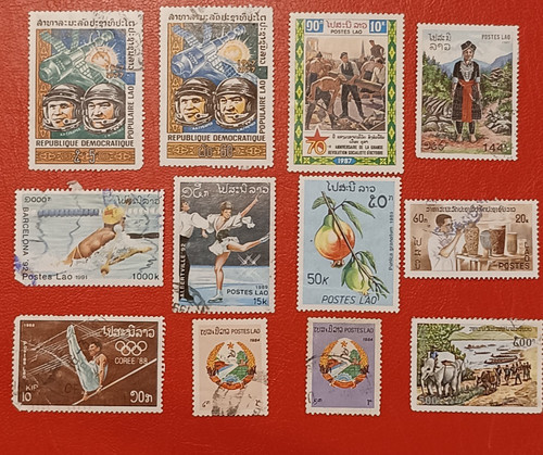 Laos postage stamps used - laos,