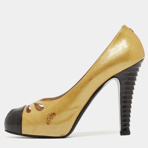 Escarpins chanel jaune noir - jaune,