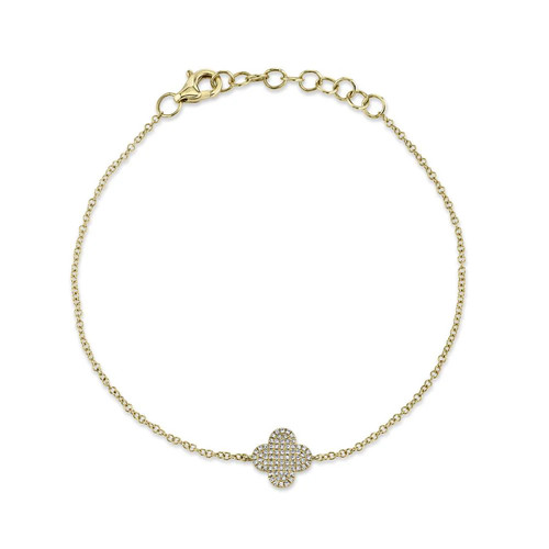 Diamant trèfle bracelet - bracelet, 14k