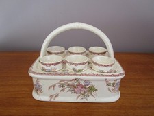 Service à 6 Œufs  / Porte Coquetier ancien décor floral K&G Lunéville ? """