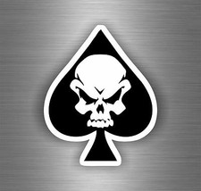 Autocollant sticker biker moto motard tete de mort skull as de pic tuning pirate