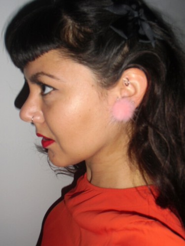 Boucles oreilles pompon - boucles, d'oreilles