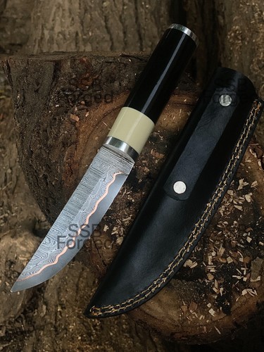 Copper damascus puukko - copper,
